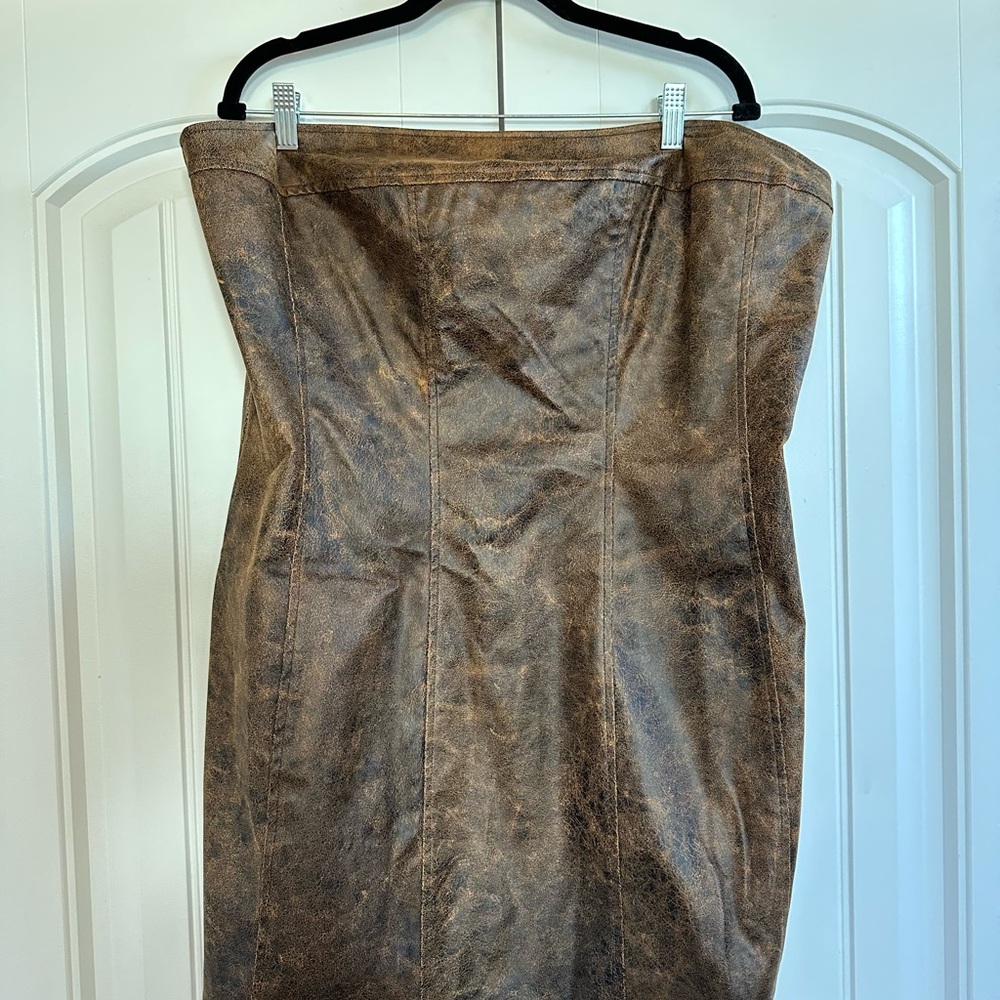 Fashion Nova Strapless Distressed Brown Dress